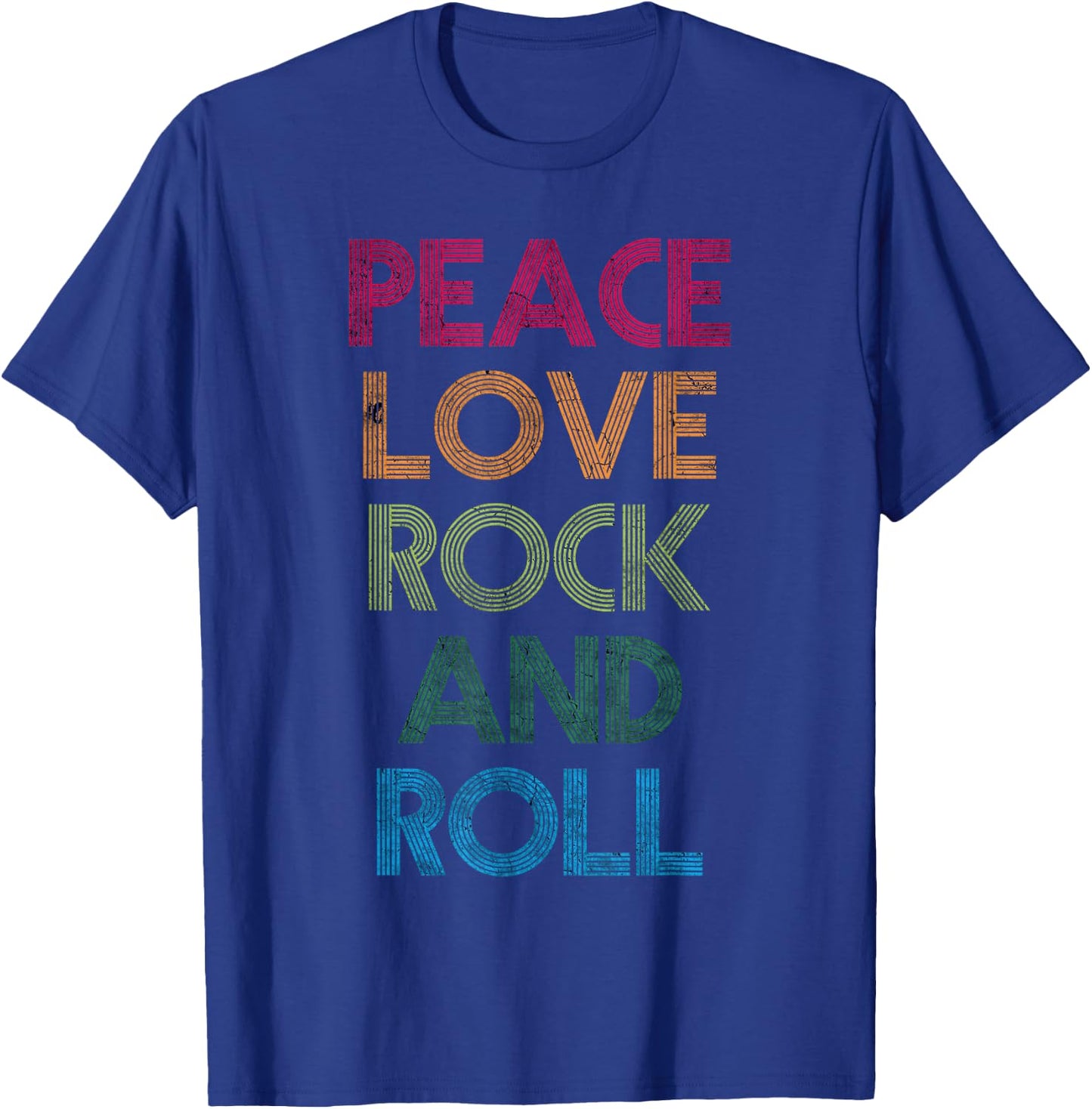Peace Love Rock & Roll, I Love Rock & Roll, Cool Rock & Roll T-Shirt - T-Shirt | Royal