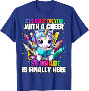 Unicorn 1st Grade Back to School First Day of School Girls T-Shirt - T-Shirt | Royal