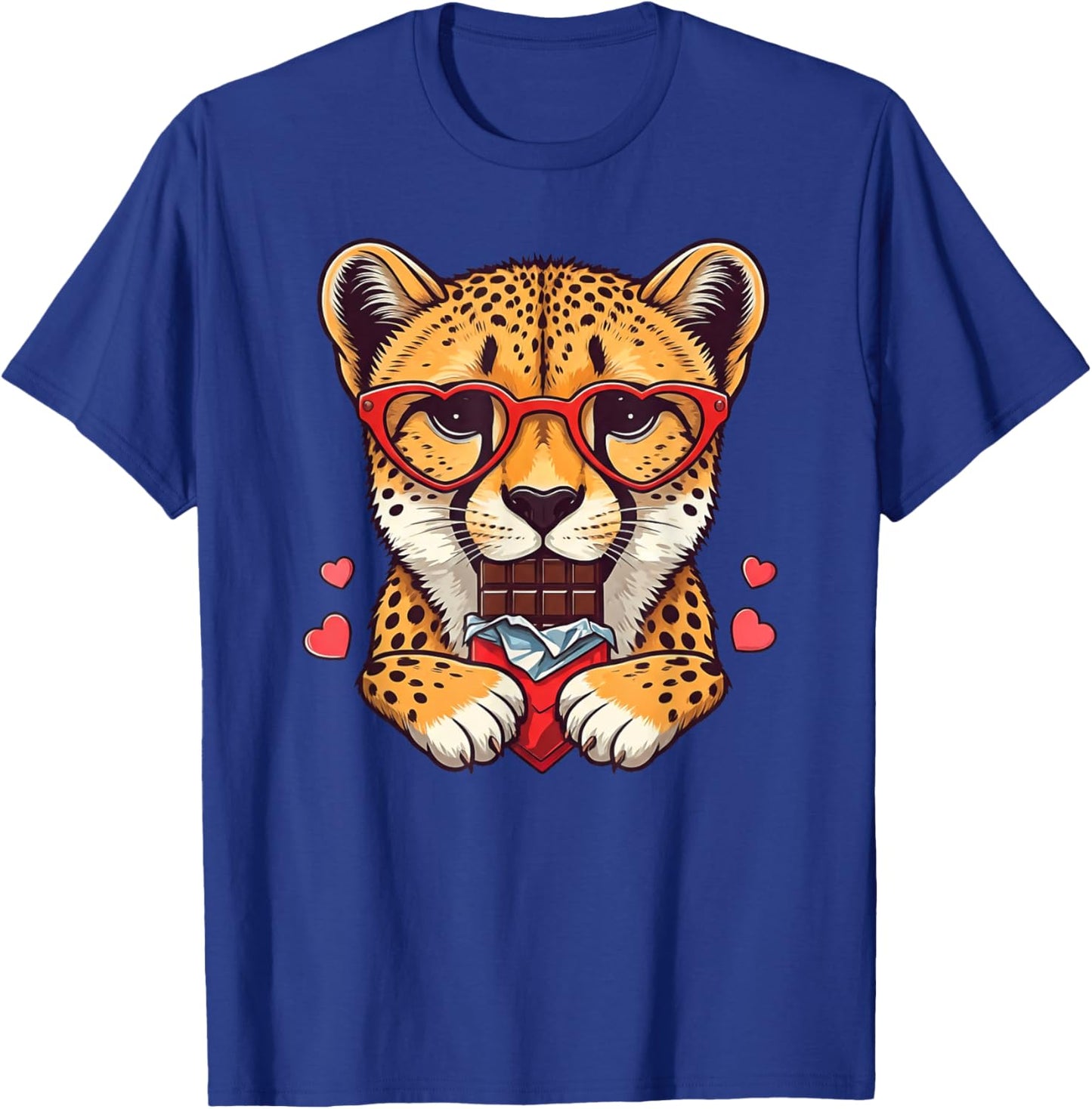 Funny Cheetah Heart Chocolate Valentine Leopard T-Shirt - T-Shirt | Royal