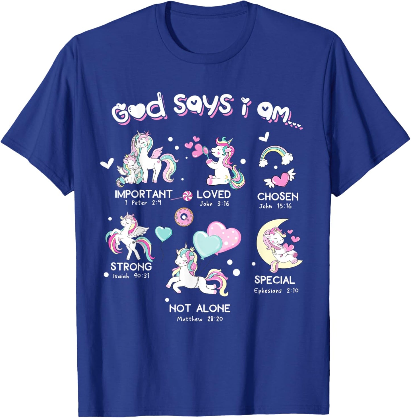 God Says I'm Cute Funny Unicorn Christian Girl Bible Lover T-Shirt - T-Shirt | Royal