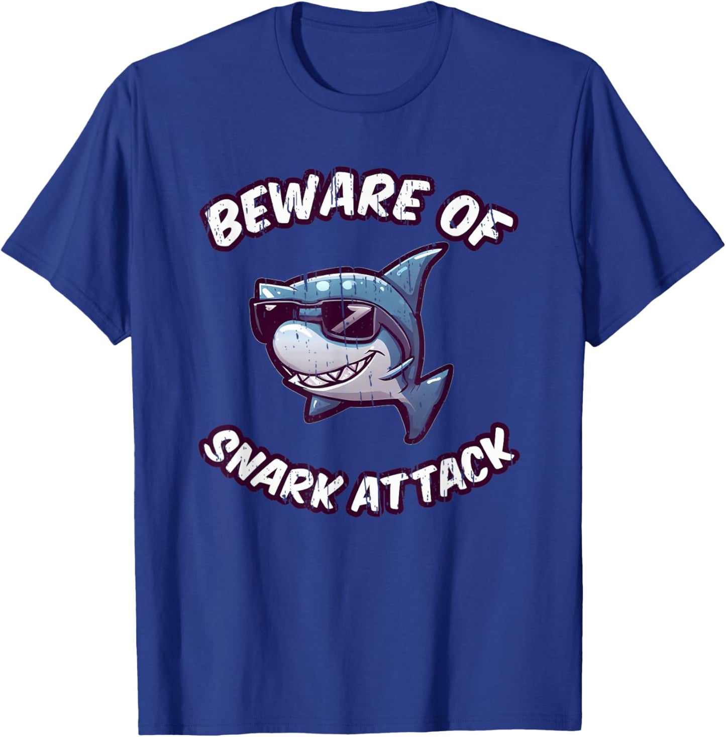 Beware of Snark Attack Funny Kids and Teens Cartoon Shark T-Shirt - T-Shirt | Royal
