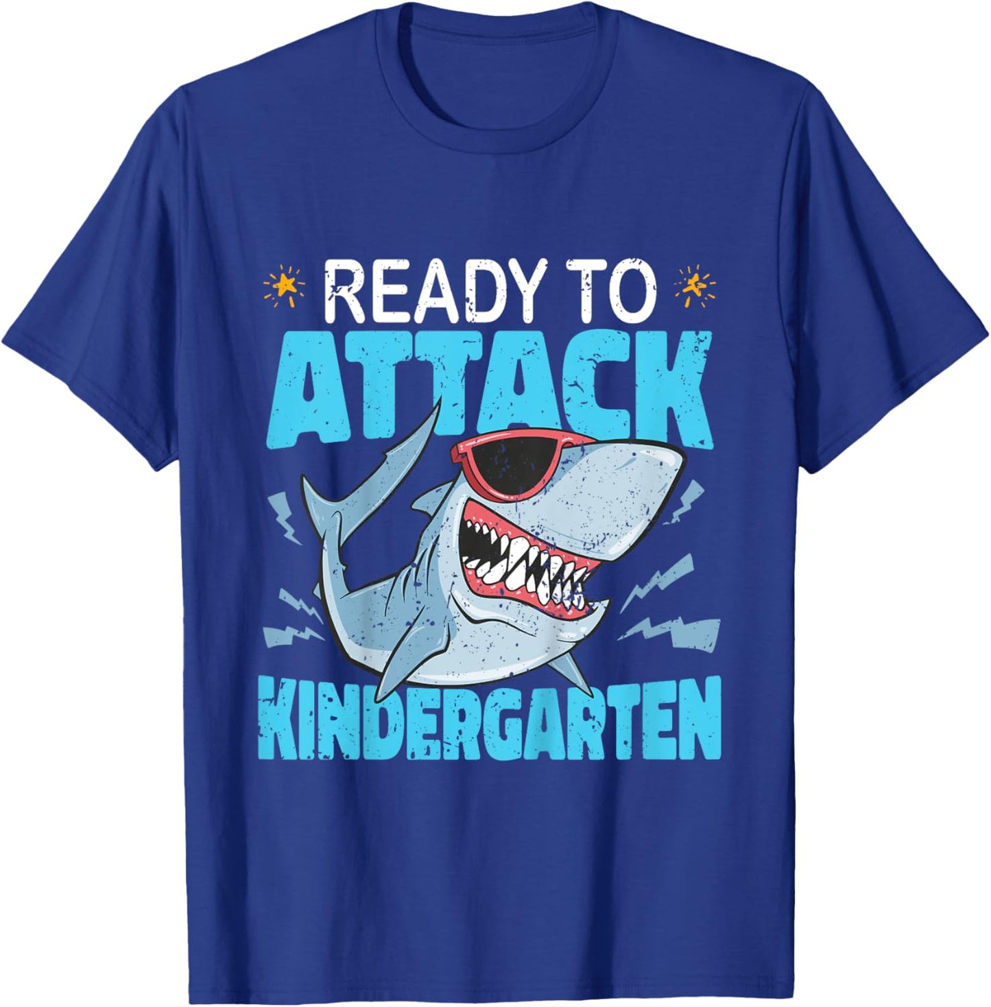 Kids Shark Ready To Attack Kindergarten Kids First Day Of School T-Shirt - T-Shirt | Royal
