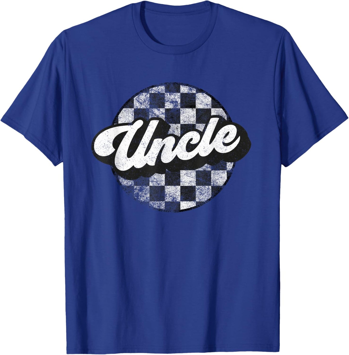 Funny Retro Checkered Uncle Race Vintage Matching Family T-Shirt - T-Shirt | Royal
