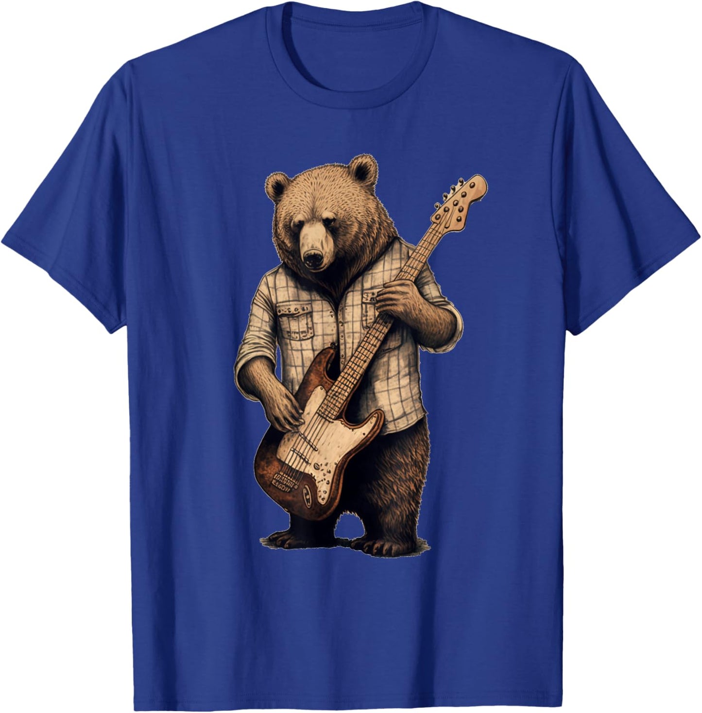 Bear Playing Bass Guitar Bear Guitarist Music Lovers T-Shirt - T-Shirt | Royal