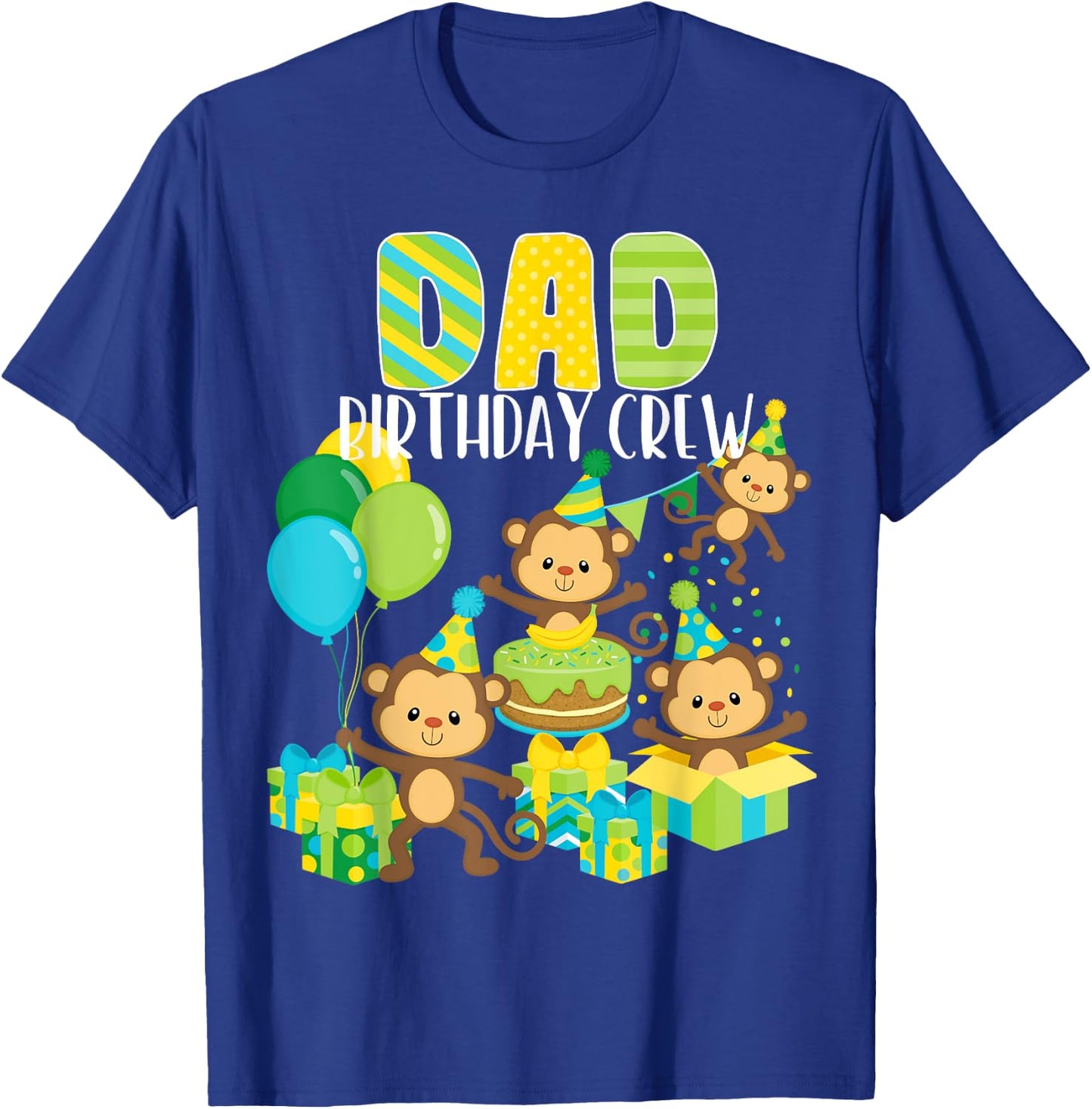 Birthday Monkey Dad Birthday Crew Bday Party Family Matching T-Shirt - T-Shirt | Royal