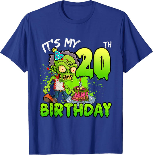 It's My 20th Birthday Zombie Lover 20 Year Old Boys Girls T-Shirt - T-Shirt | Royal