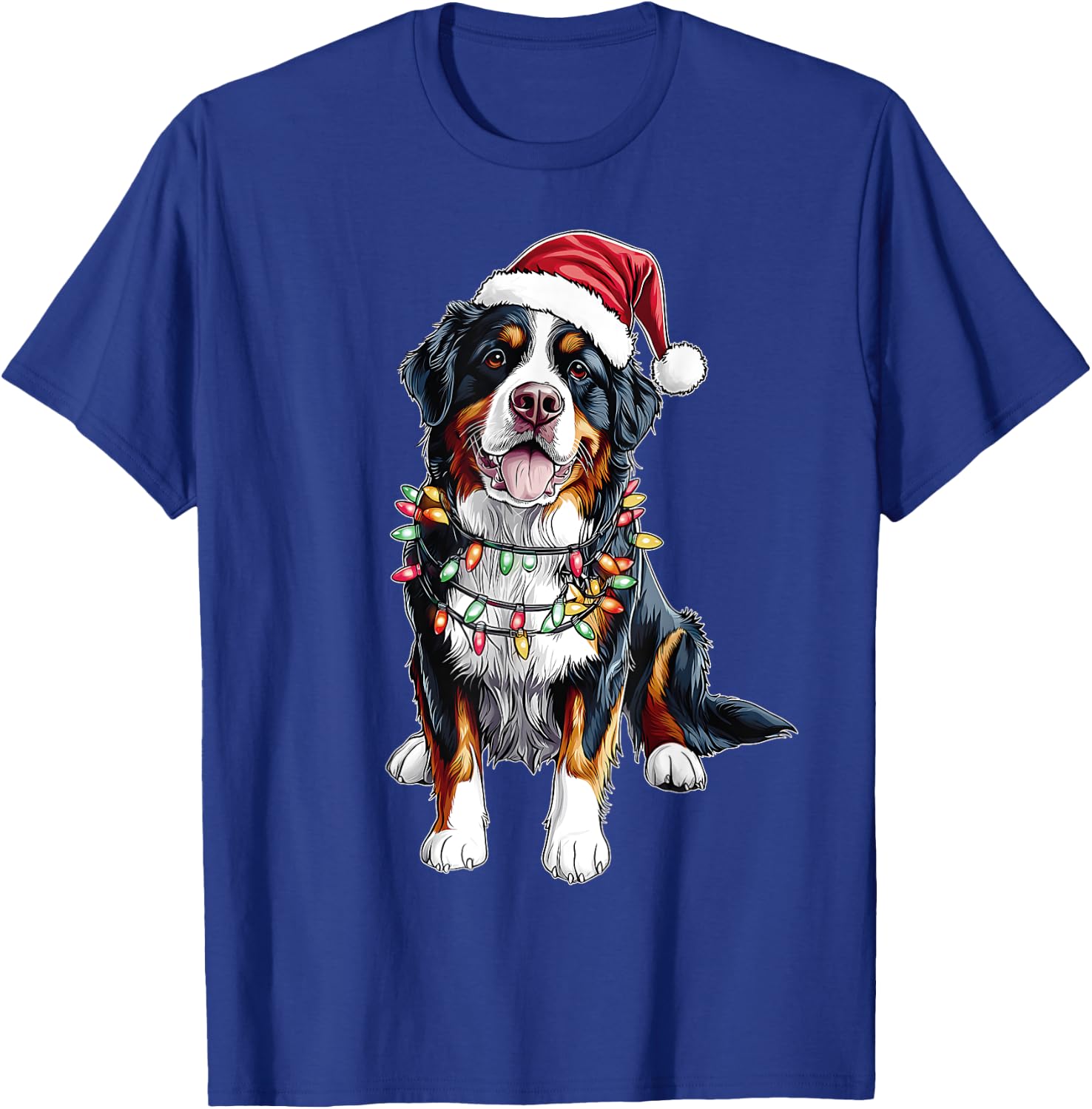 Cute Bernese Mountain Dog Christmas Hat Xmas T-Shirt - T-Shirt | Royal