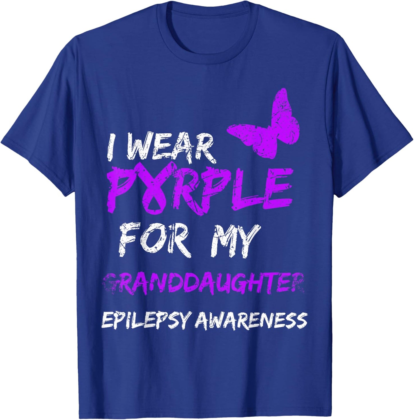 Epilepsy I Wear Purple For My Granddaughter Ribbon T-Shirt - T-Shirt | Royal