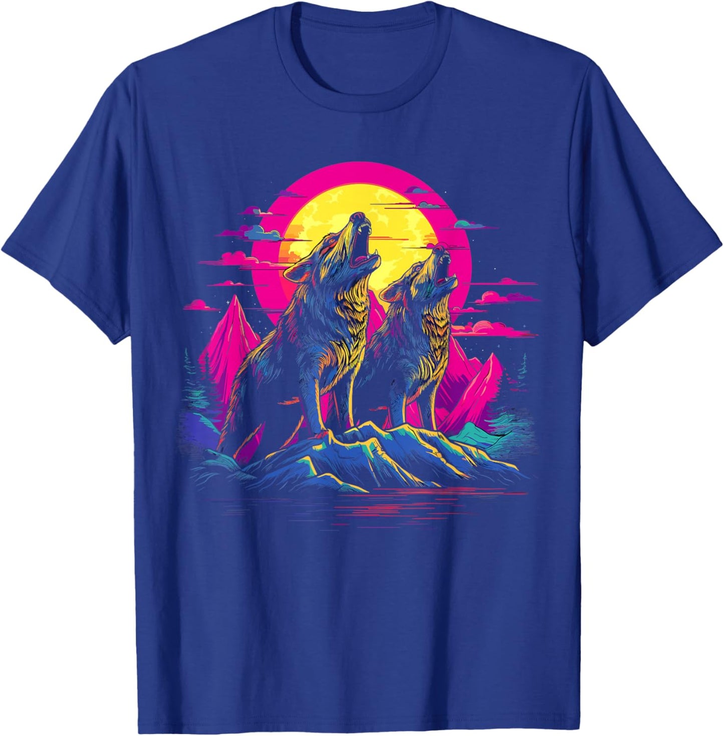 Wolves Moon Howling Wolf T-Shirt - T-Shirt | Royal