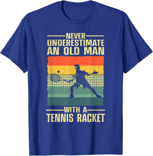 Cool Tennis Art For Grandpa Men Tennis Player Racket Sport T-Shirt - T-Shirt | Royal