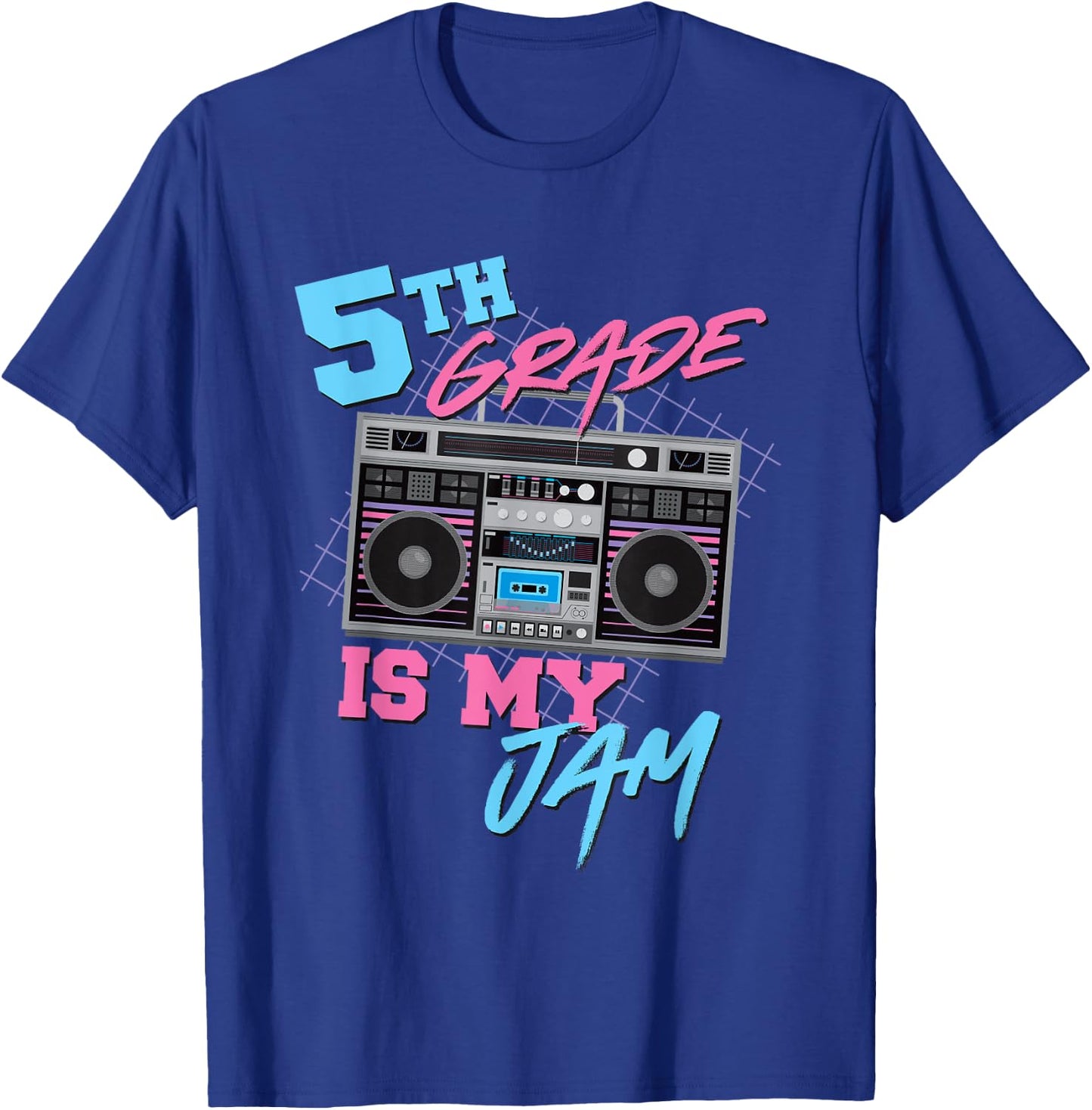 5th Grade Is My Jam - Vintage 80s Boombox Teacher Student T-Shirt - T-Shirt | Royal