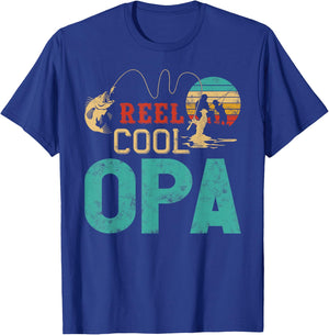 Reel cool Opa Fishing Father’s Day gift Fisherman Grandpa T-Shirt - T-Shirt | Royal