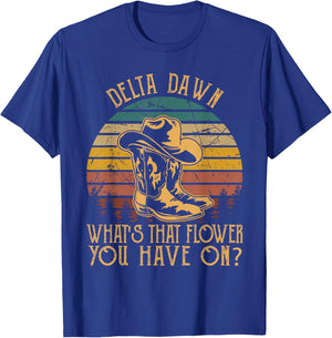 Visit the Mizorey Store Delta Dawns What's That Hower You Have On Boots Cowboy -Adults Black Small Western Music T-Shirt - T-Shirt | Royal