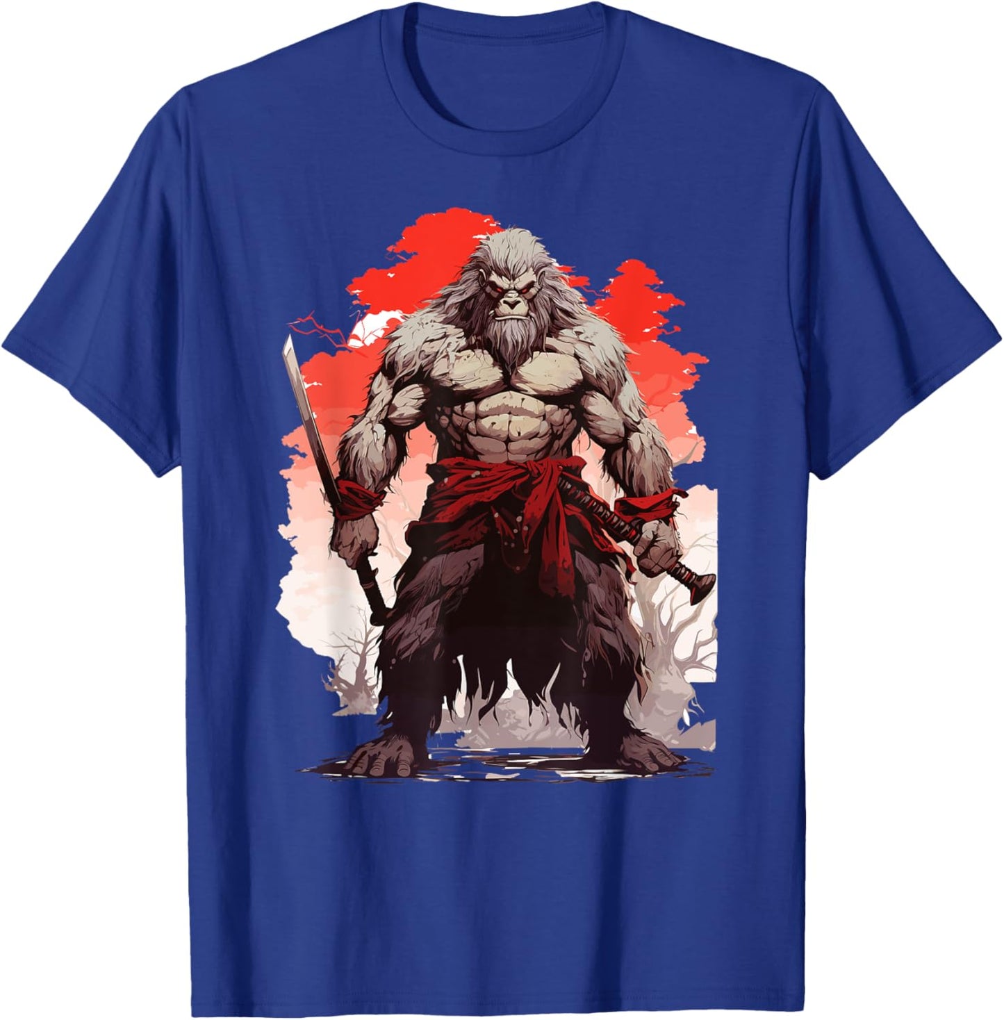 Samurai Bigfoot Warrior Japanese Ninja Bigfoot Kawaii T-Shirt - T-Shirt | Royal