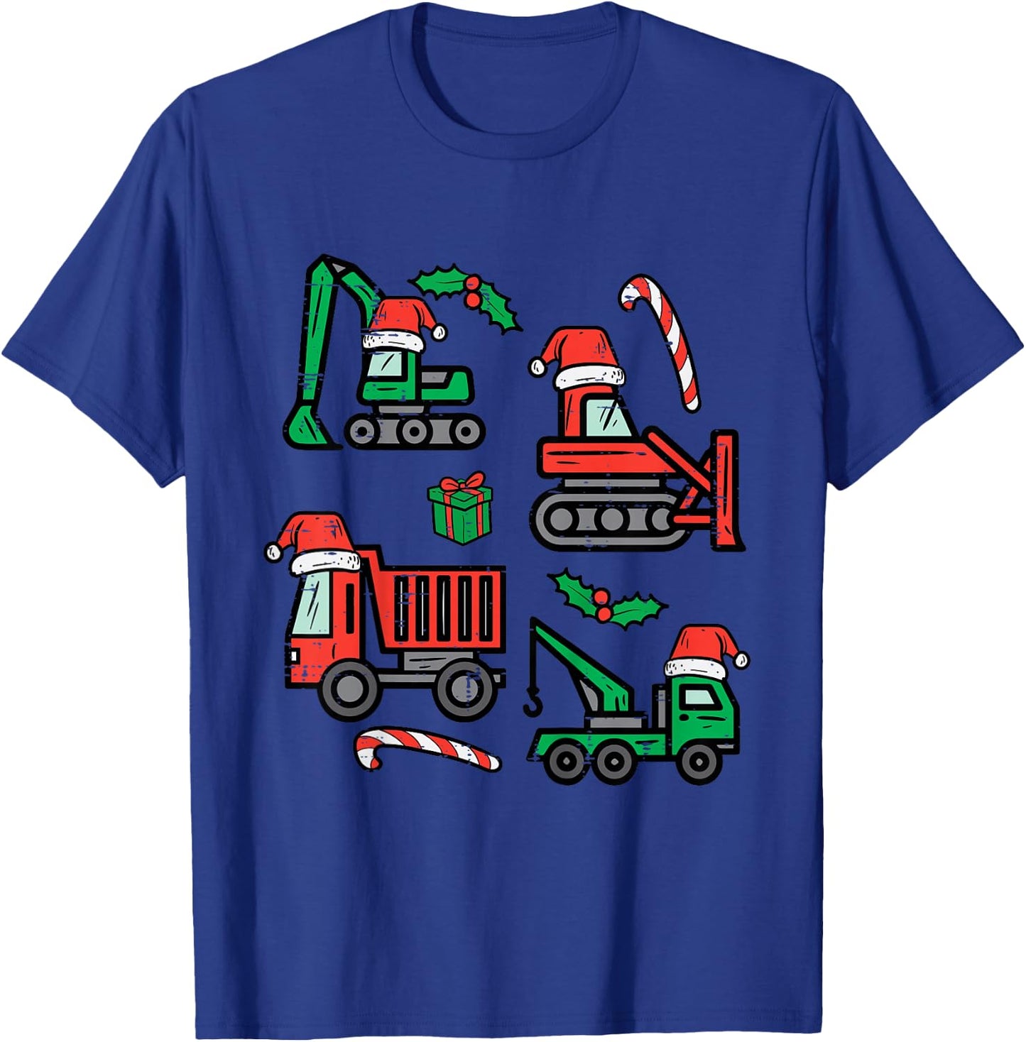 Kids Christmas Construction Vehicles Truck Xmas Boys Kids Toddler T-Shirt - T-Shirt | Royal