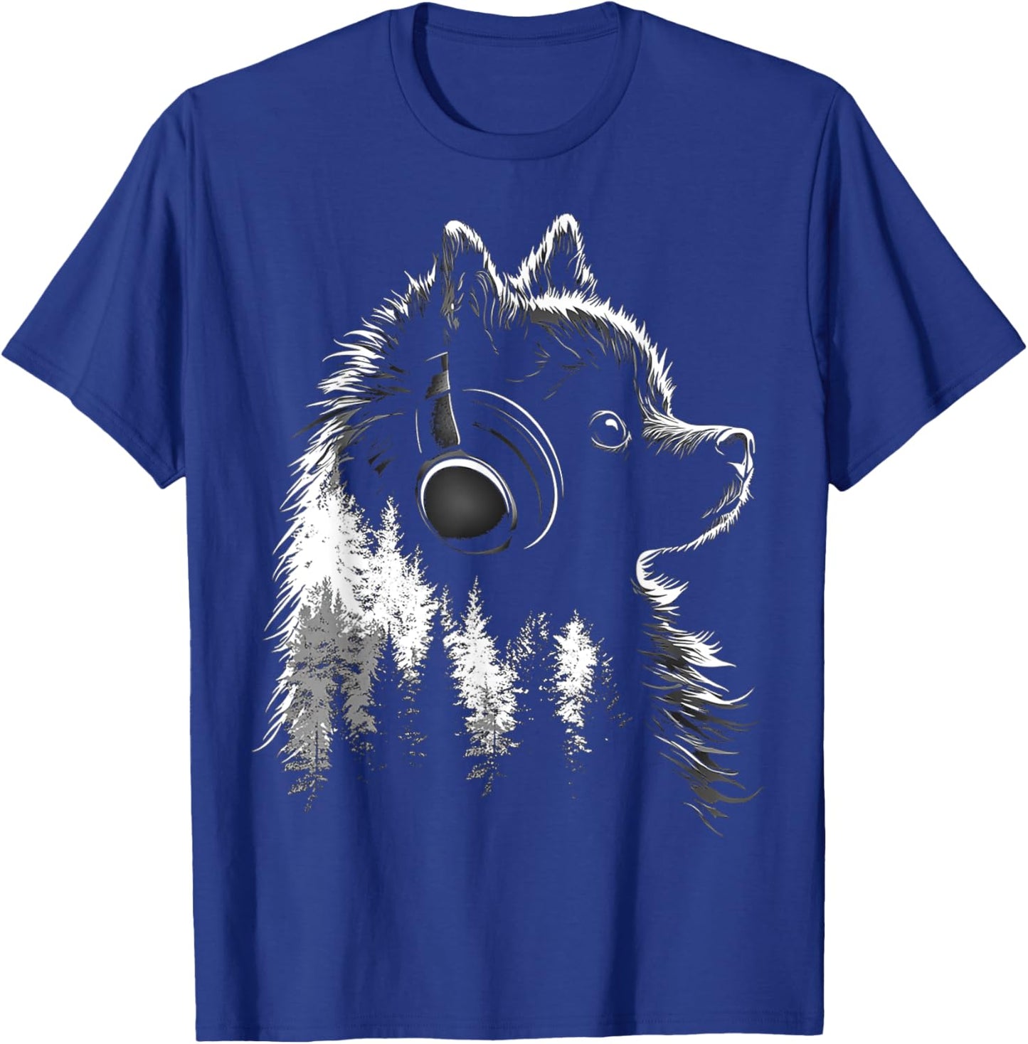 Pomeranian Dog Motif Pet Music Headphone Pomeranian T-Shirt - T-Shirt | Royal