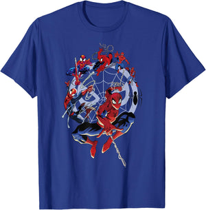 Marvel Spider-Man 60th Anniversary Spidey Circle Evolution T-Shirt - T-Shirt | Royal