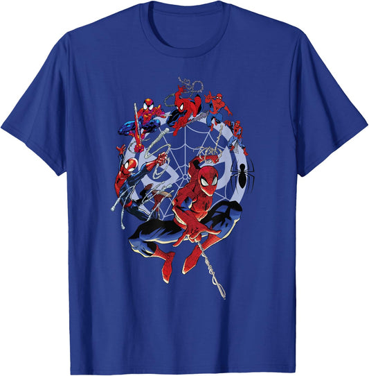 Marvel Spider-Man 60th Anniversary Spidey Circle Evolution T-Shirt - T-Shirt | Royal