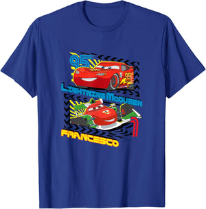 Disney Pixar Cars 2 Lightning McQueen VS Francesco T-Shirt - T-Shirt | Royal