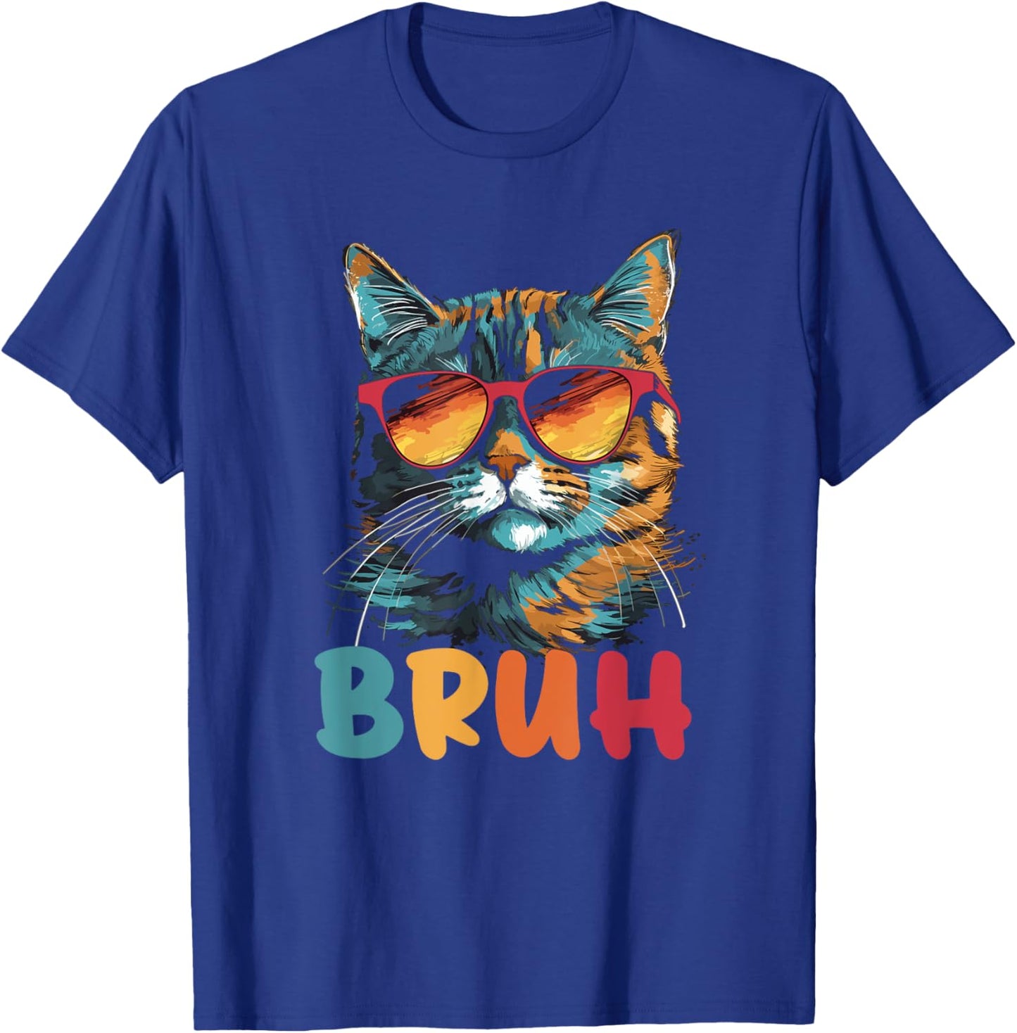 Funny Meme Saying Bruh with Cat Greetings Teens Boys Men T-Shirt - T-Shirt | Royal