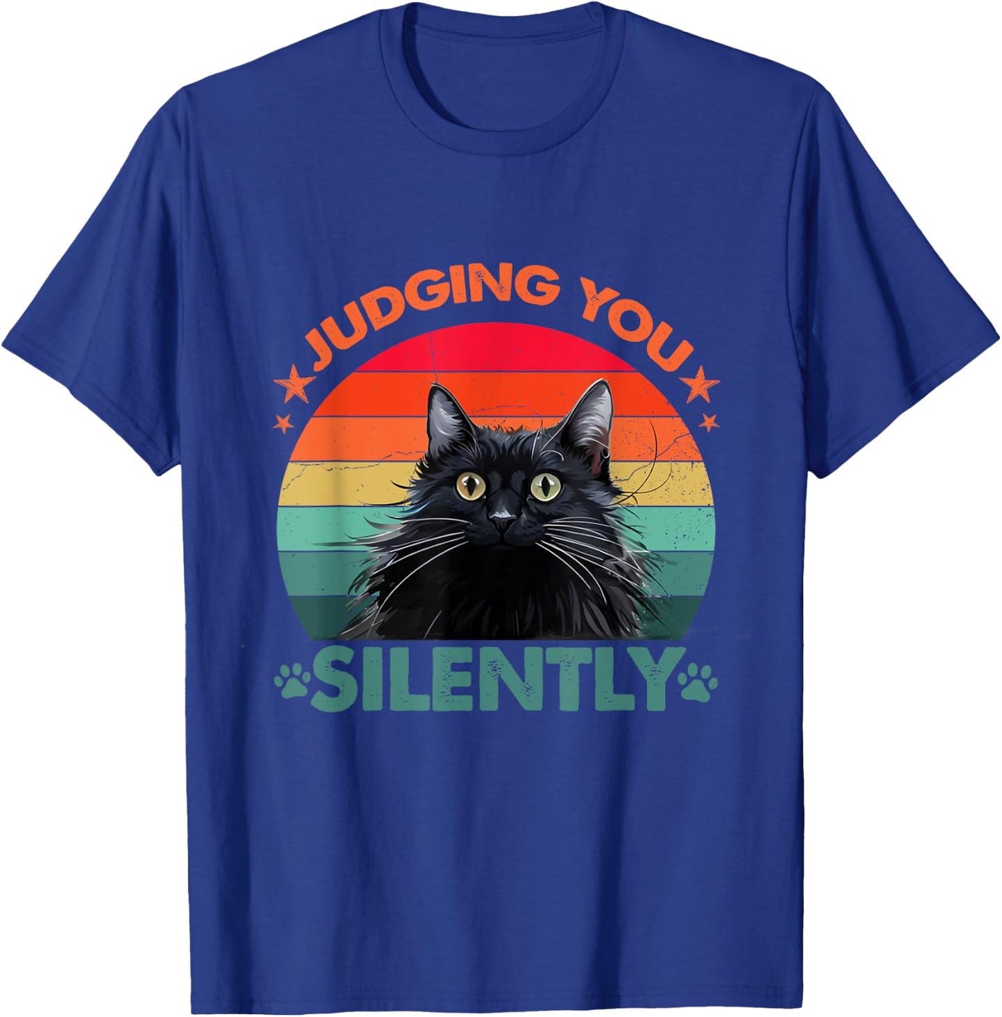 Vintage Funny Cat Judging You Silently Cat Women Kids T-Shirt - T-Shirt | Royal