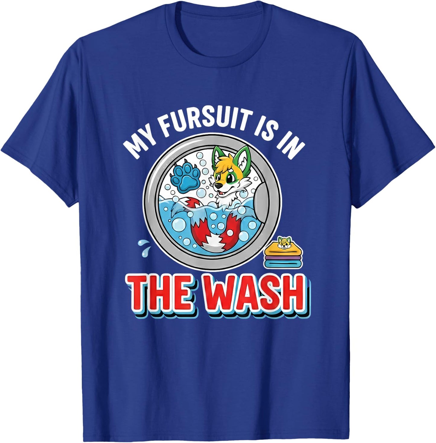 My Fursuit is in the Wash Funny Anthro Fox Fandom Furry T-Shirt - T-Shirt | Royal