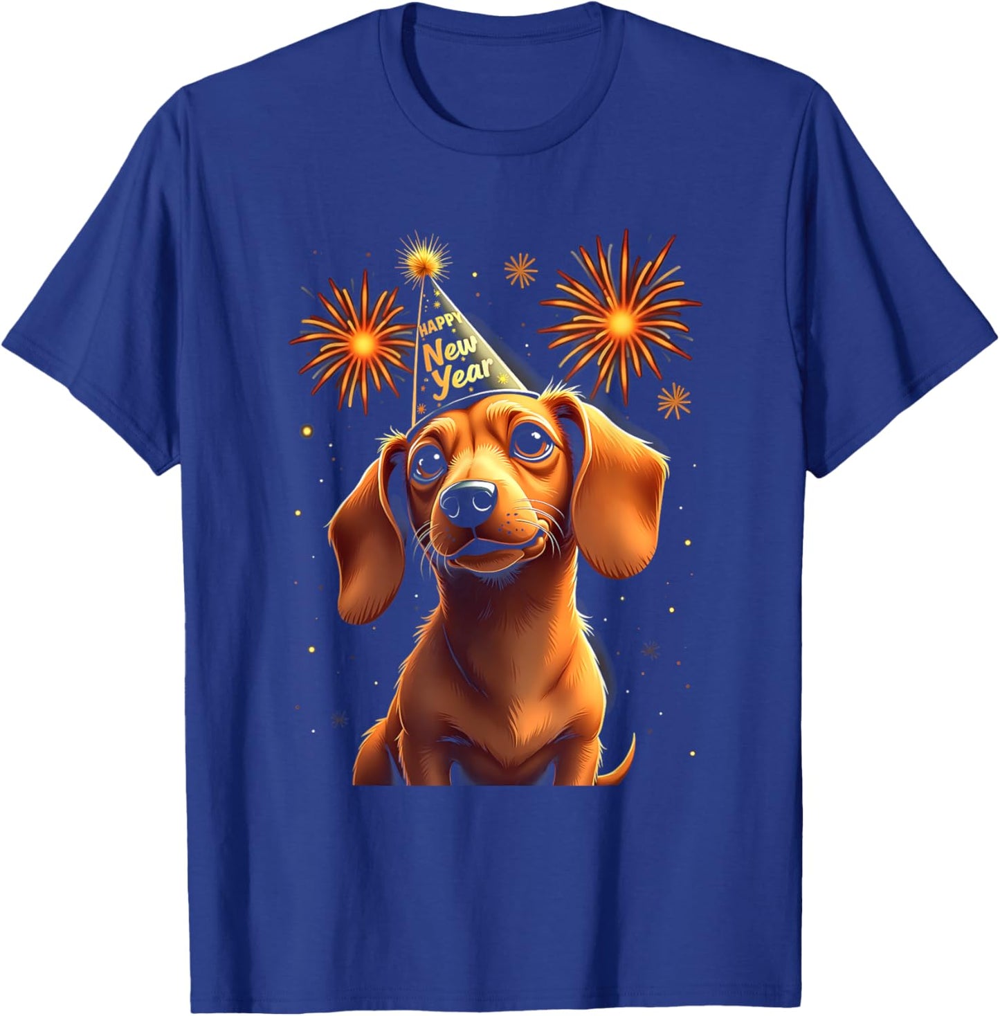 Happy New Year 2025 Eve Firework Dog Funny Dachshund Women Kids T-Shirt - T-Shirt | Royal