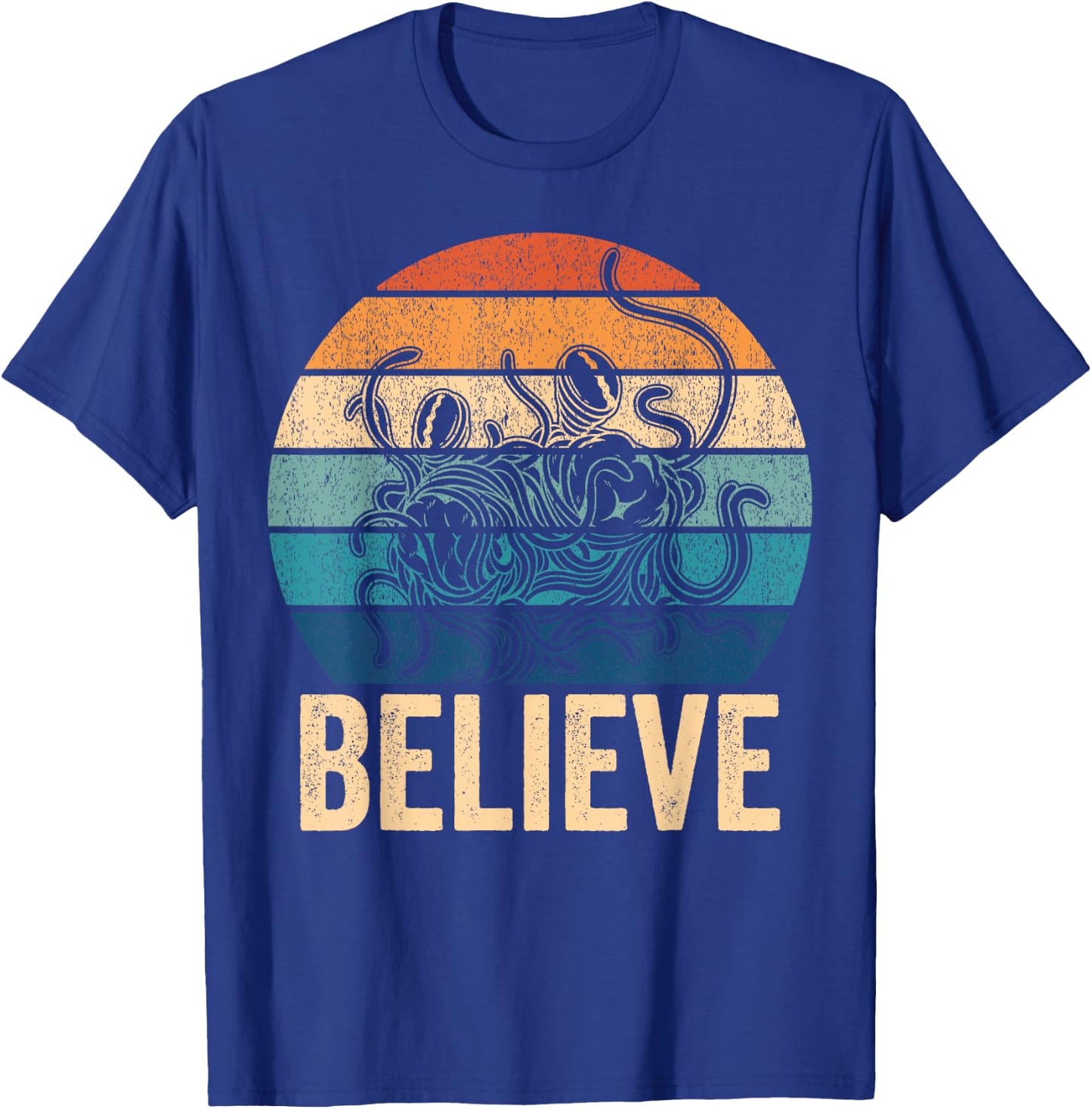 Believe Flying Spaghetti Monster FSM Pastafari Pastafarian T-Shirt - T-Shirt | Royal
