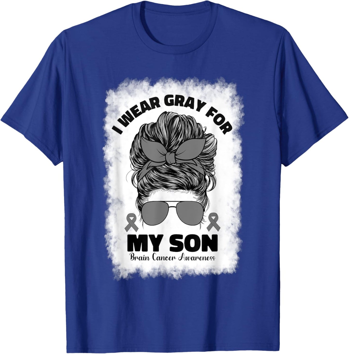 I Wear Gray For My Son Brain Cancer Awareness Kids Men Women T-Shirt - T-Shirt | Royal