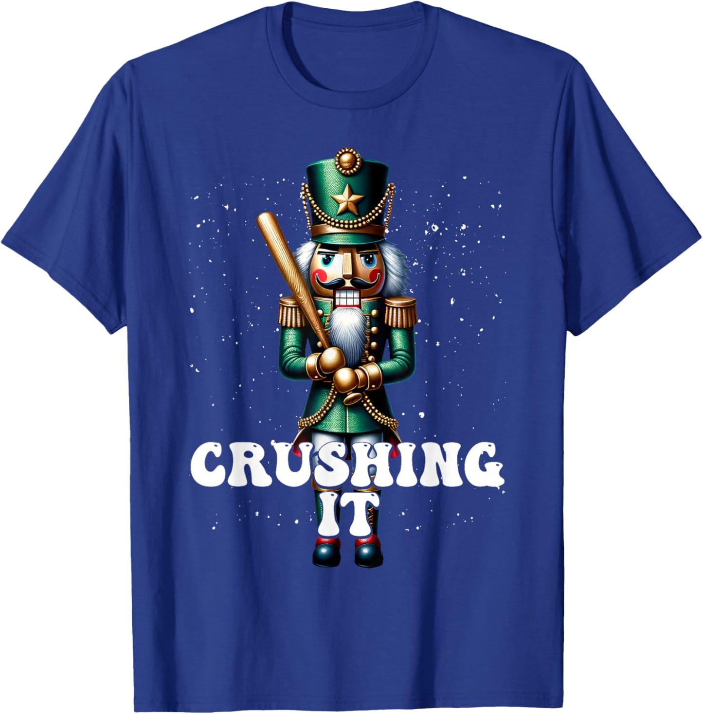 Baseball Player Nutcracker Crushing It Christmas T-Shirt - T-Shirt | Royal