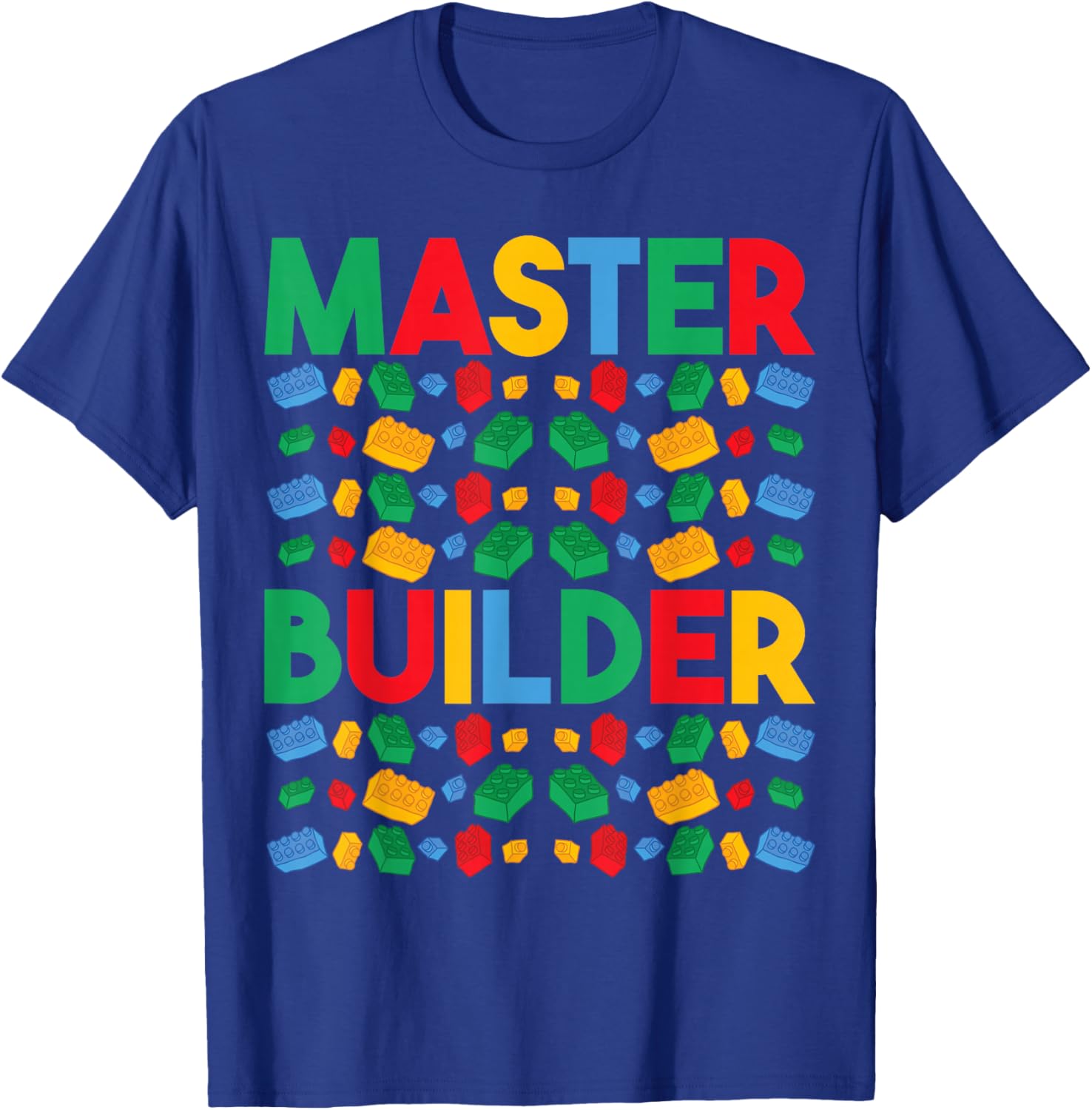 Master Builder Funny Building Blocks Gifts For Boys Kids Men T-Shirt - T-Shirt | Royal