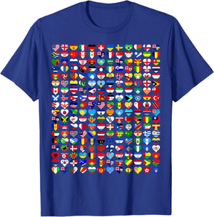 Flags of the Countries World Heart Flags Map for Kids Boys T-Shirt - T-Shirt | Royal