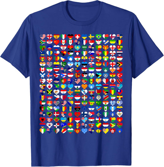 Flags of the Countries World Heart Flags Map for Kids Boys T-Shirt - T-Shirt | Royal