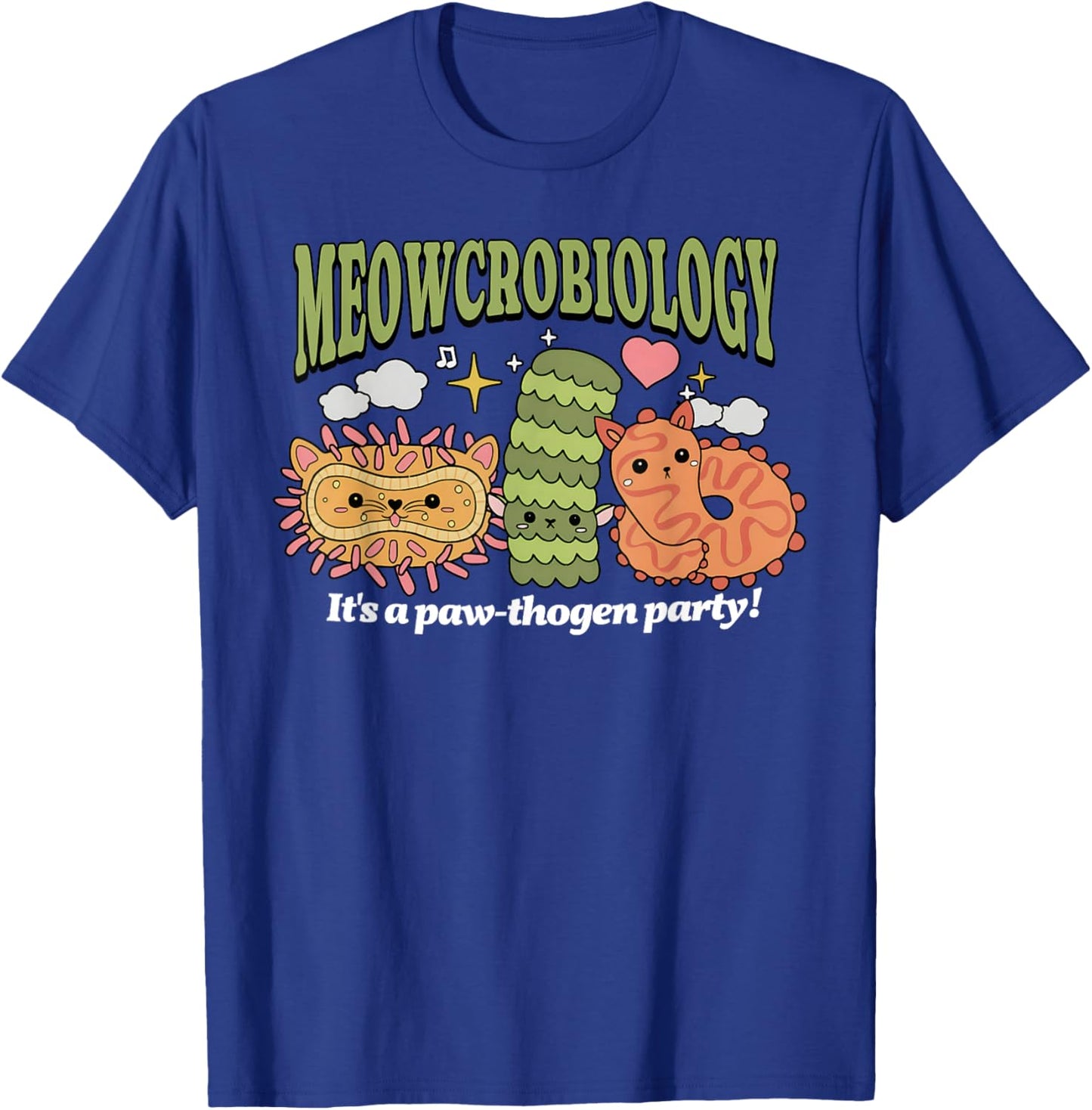 Meowcrobiology Microscopic Cats Science Pet School Biology T-Shirt - T-Shirt | Royal