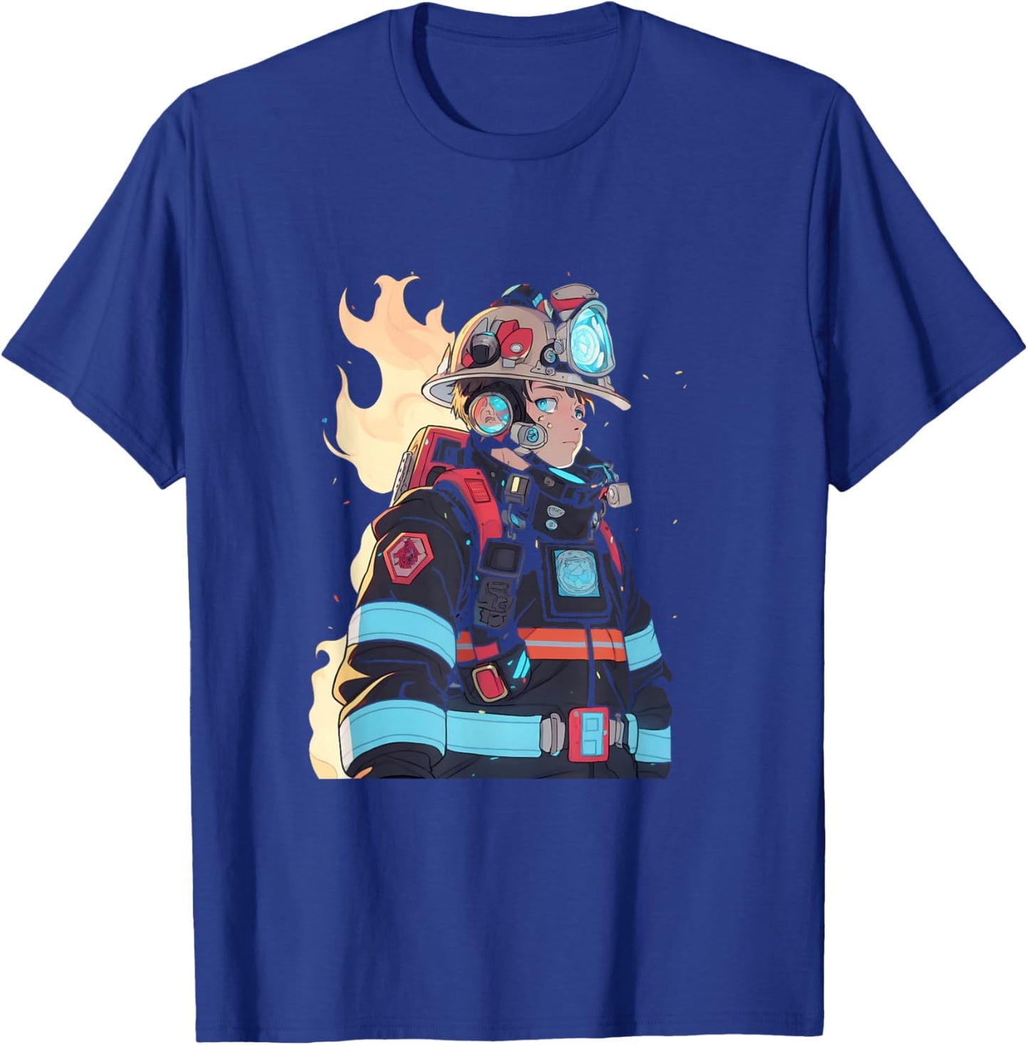 Anime Firefighter Fireman Cyberpunk Japanese Otaku T-Shirt - T-Shirt | Royal