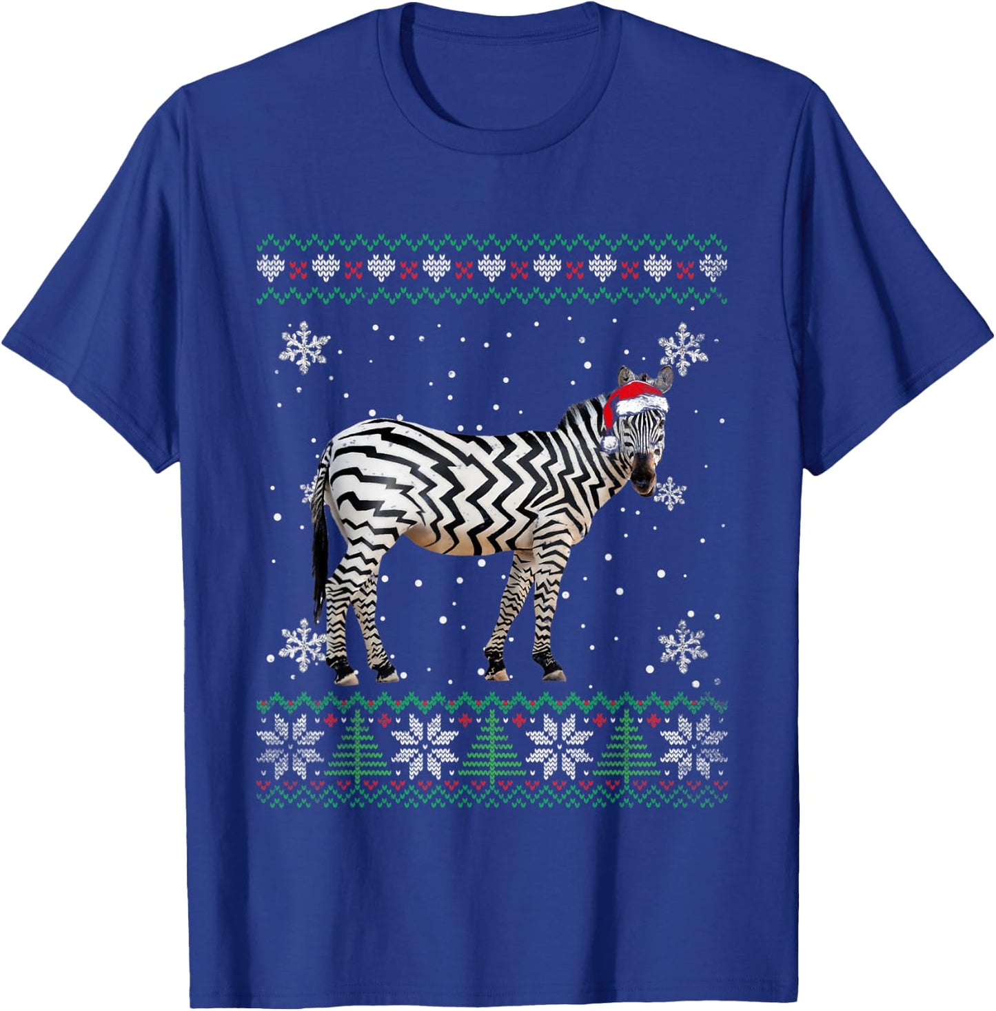 Santa Zebra Ugly Sweater Animals Christmas Pajama T-Shirt - T-Shirt | Royal