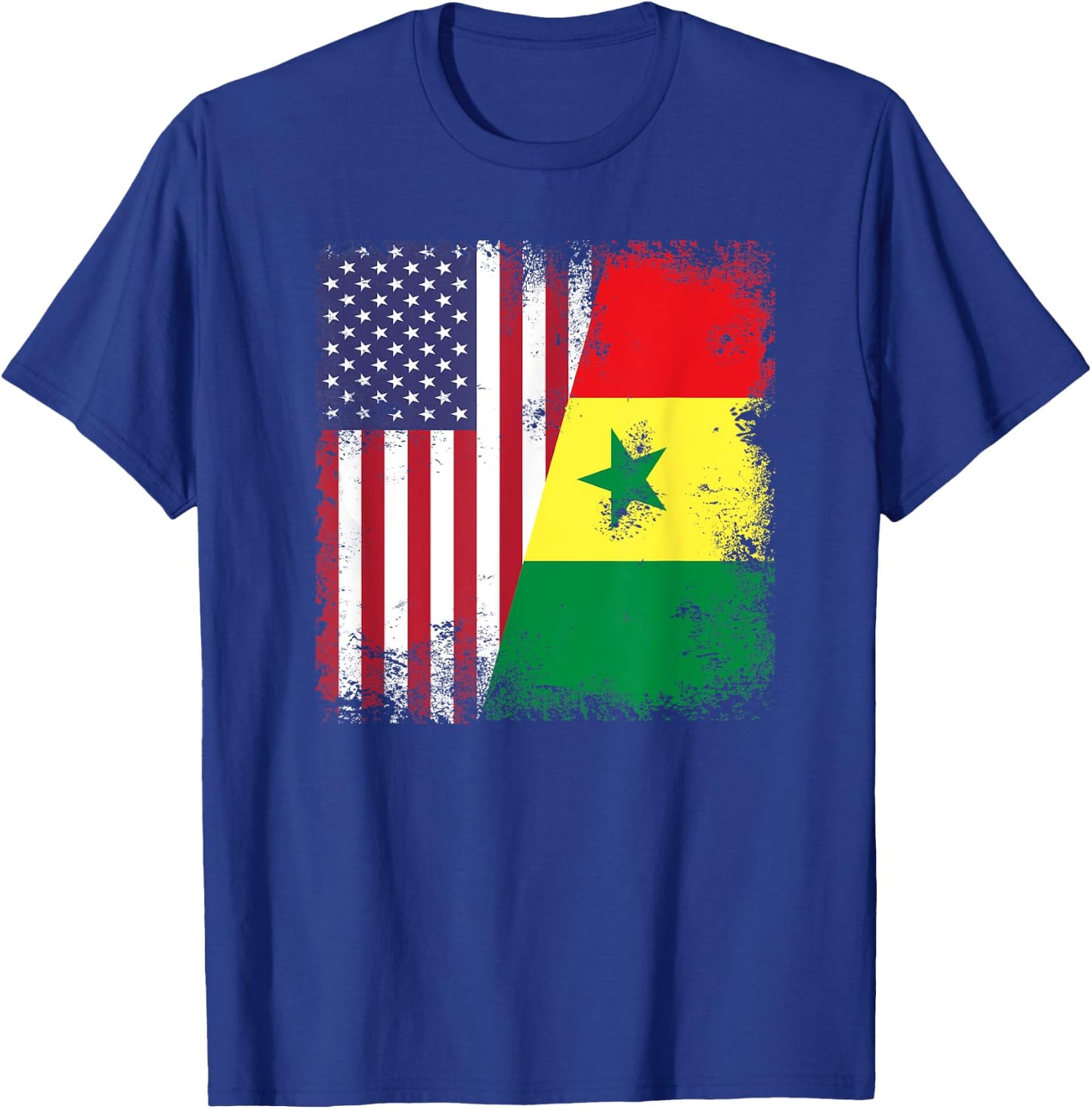 Half Senegalese Flag | Vintage Senegal USA Gift T-Shirt - T-Shirt | Royal