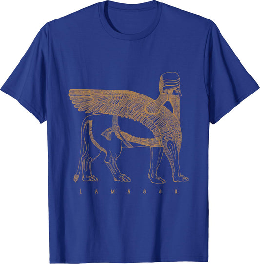Ancient Mythology Occult Gifts Lamassu Winged Lion Assyrian Sumerian Mesopotamia T-Shirt - T-Shirt | Royal