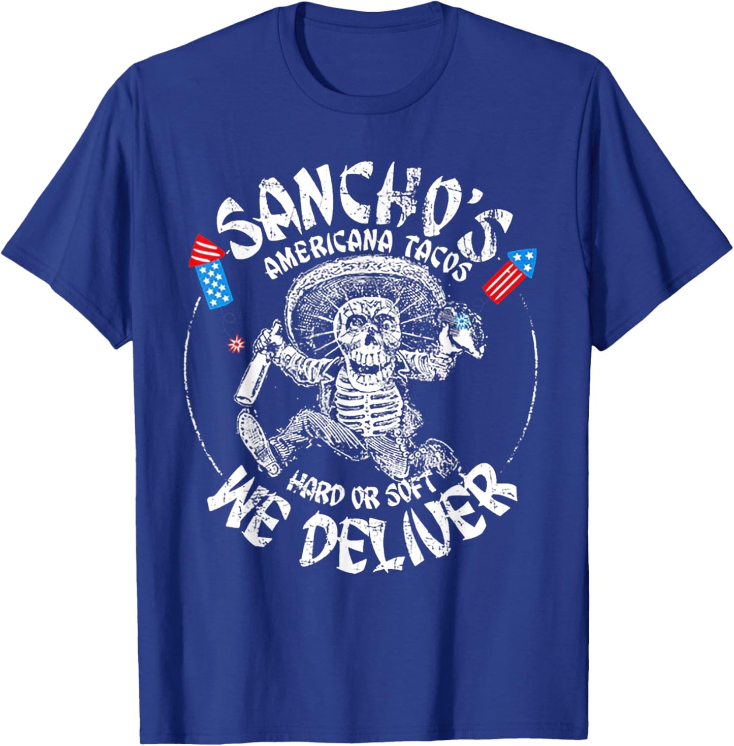 Sancho's Americana Tacos 4th Of July T-Shirt - T-Shirt | Royal