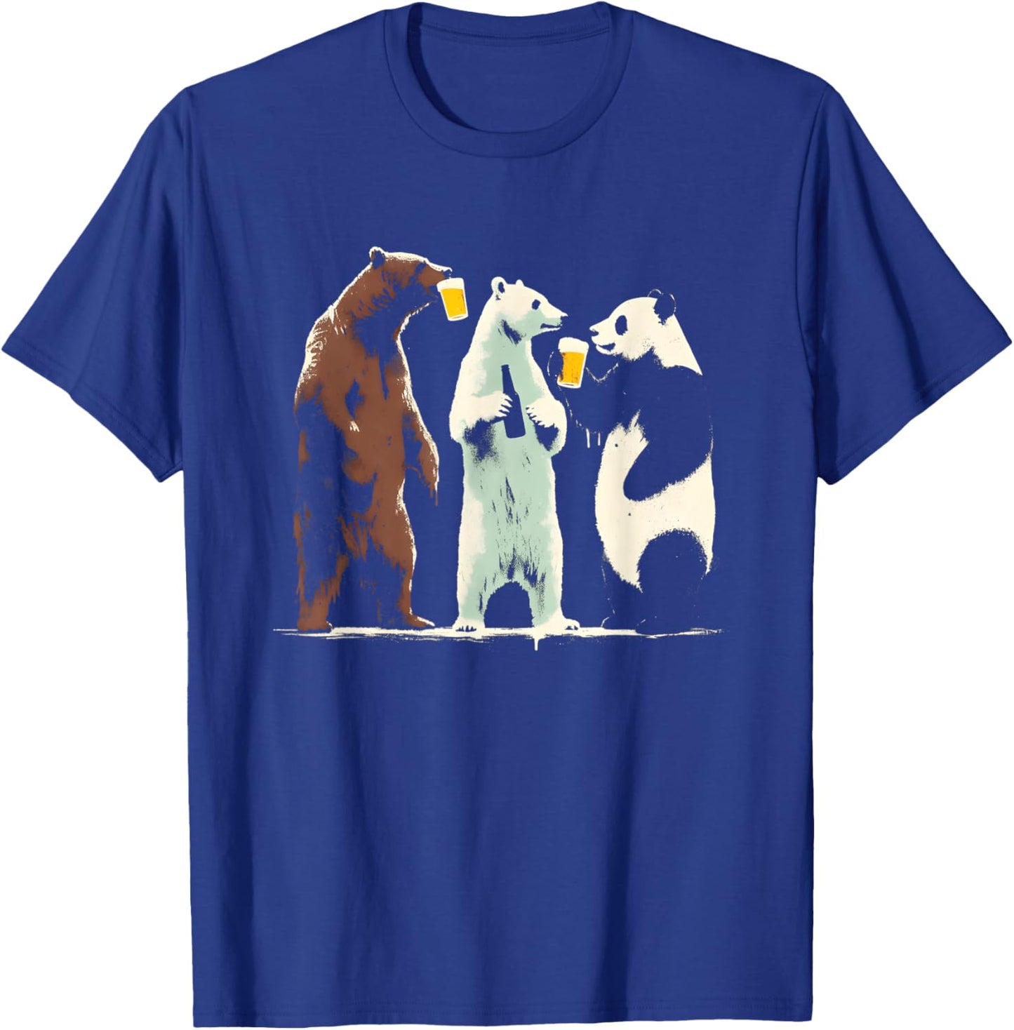 Panda Brown Polar Bear Drinking Beer - Funny Graphic Beer T-Shirt - T-Shirt | Royal