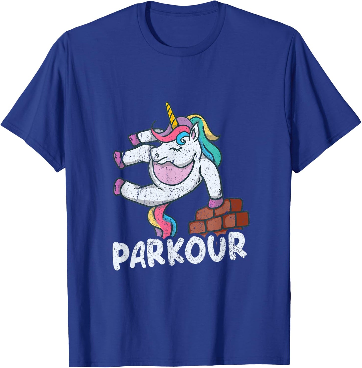 Funny Parkour Unicorn Wall Jumping Swinging Free Running T-Shirt - T-Shirt | Royal