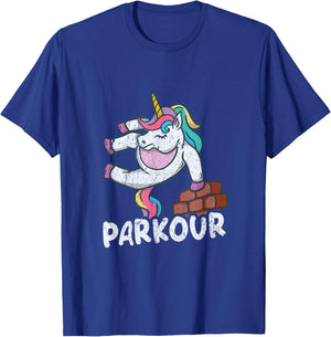 Funny Parkour Unicorn Wall Jumping Swinging Free Running T-Shirt - T-Shirt | Royal