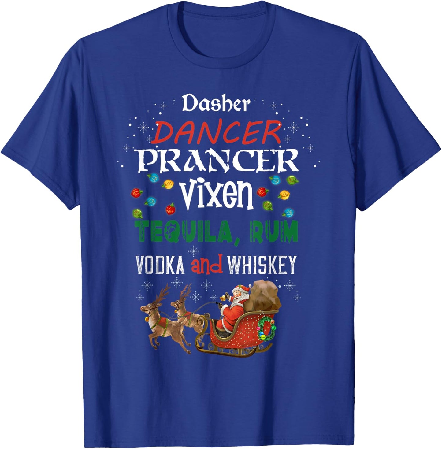 Funny Christmas Gift Dasher Dancer Prancer Moscato Party T-Shirt - T-Shirt | Royal