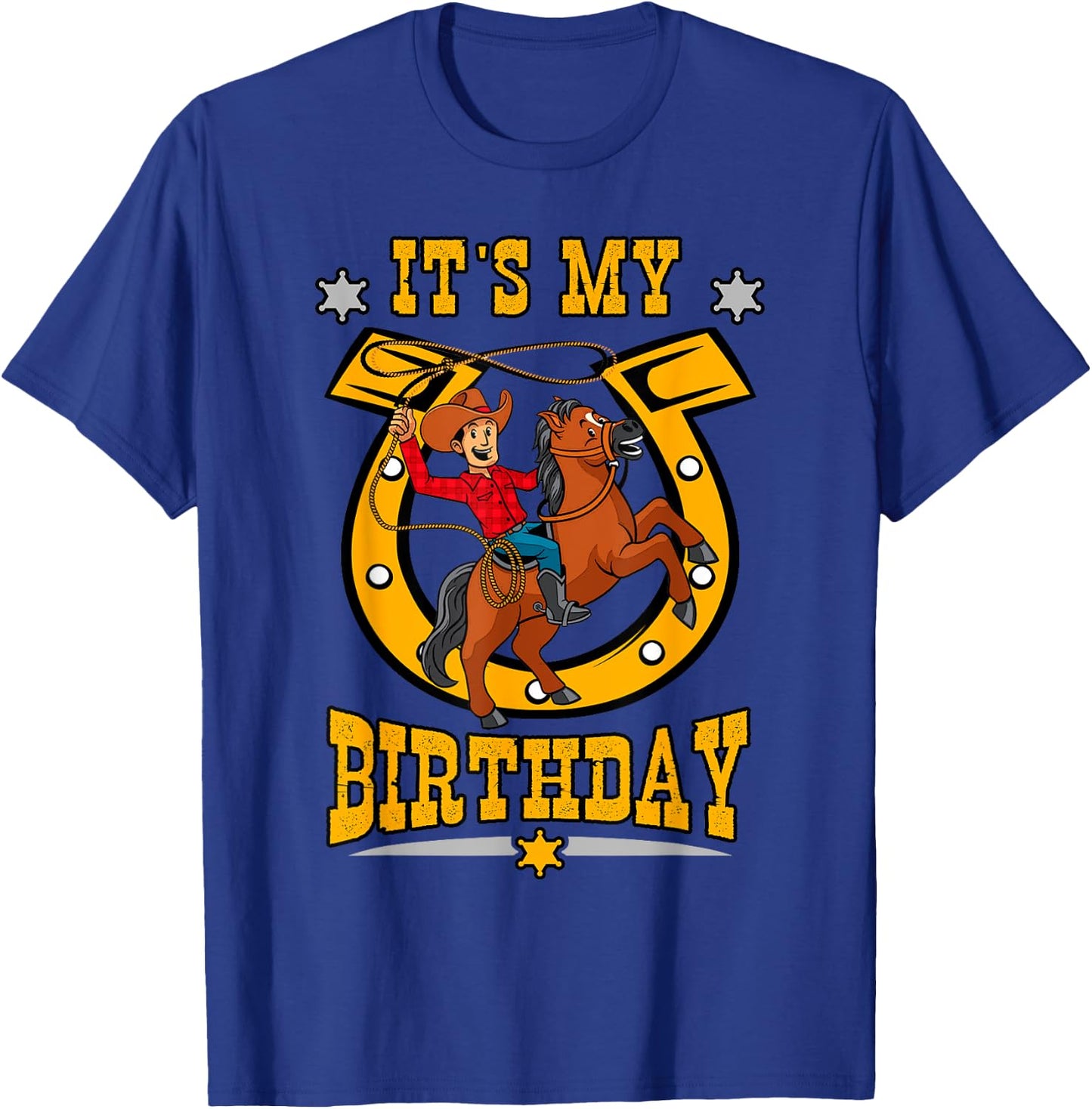 It's My Birthday Western Cowboy Boys Youth Kids Party Day T-Shirt - T-Shirt | Royal