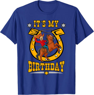 It's My Birthday Western Cowboy Boys Youth Kids Party Day T-Shirt - T-Shirt | Royal