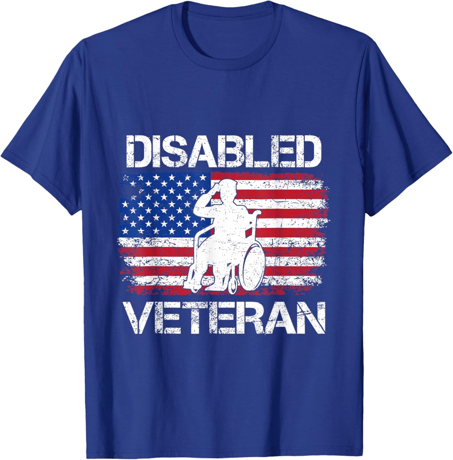 Proud Disabled Veteran Flag American USA Vet Military T-Shirt - T-Shirt | Royal