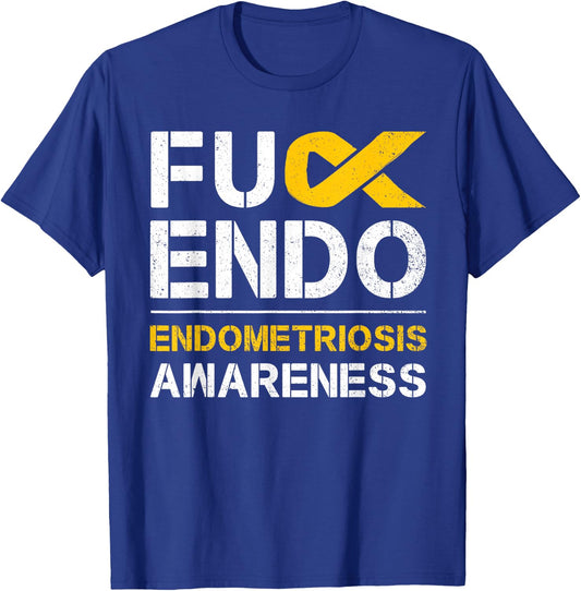 Fuck Endo Endometriosis Awareness Month Endo Support Ribbon T-Shirt - T-Shirt | Royal