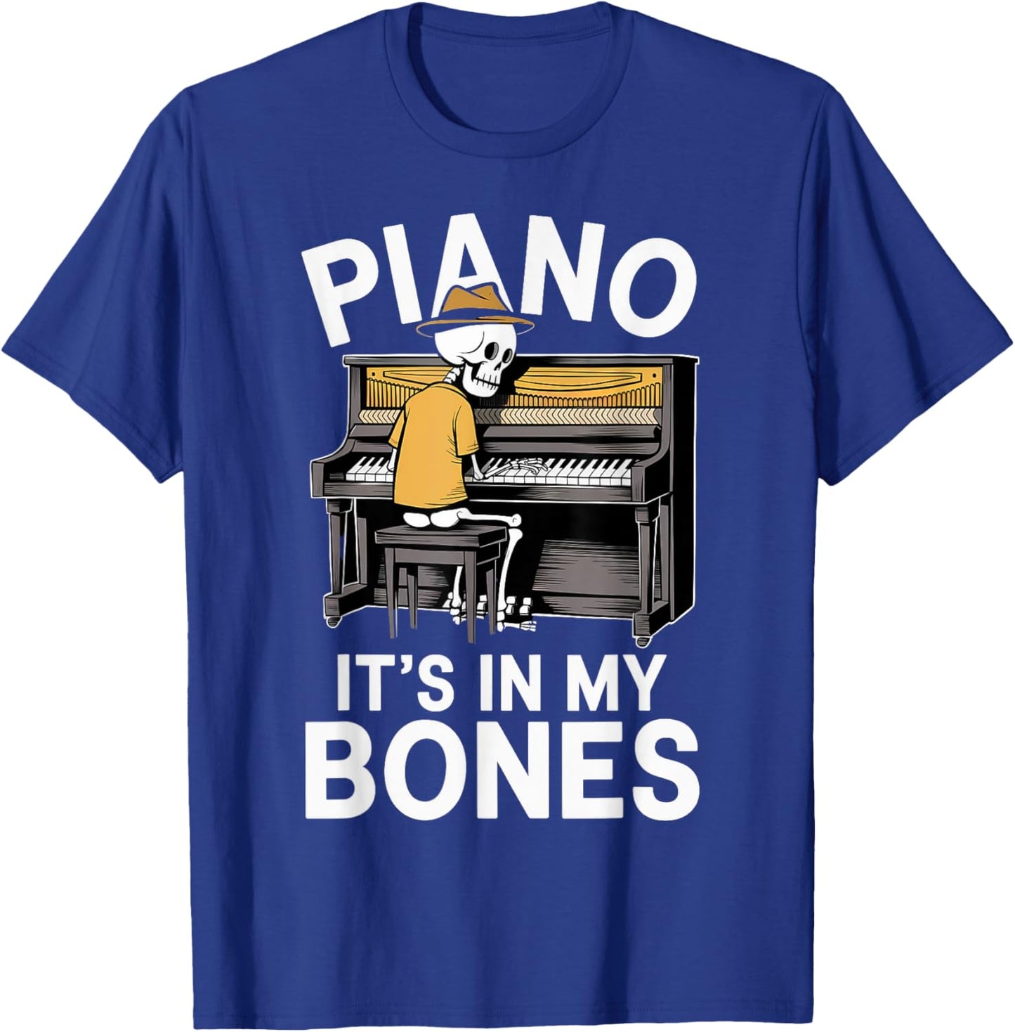 Funny Pianist Skeleton Playing Piano T-Shirt - T-Shirt | Royal