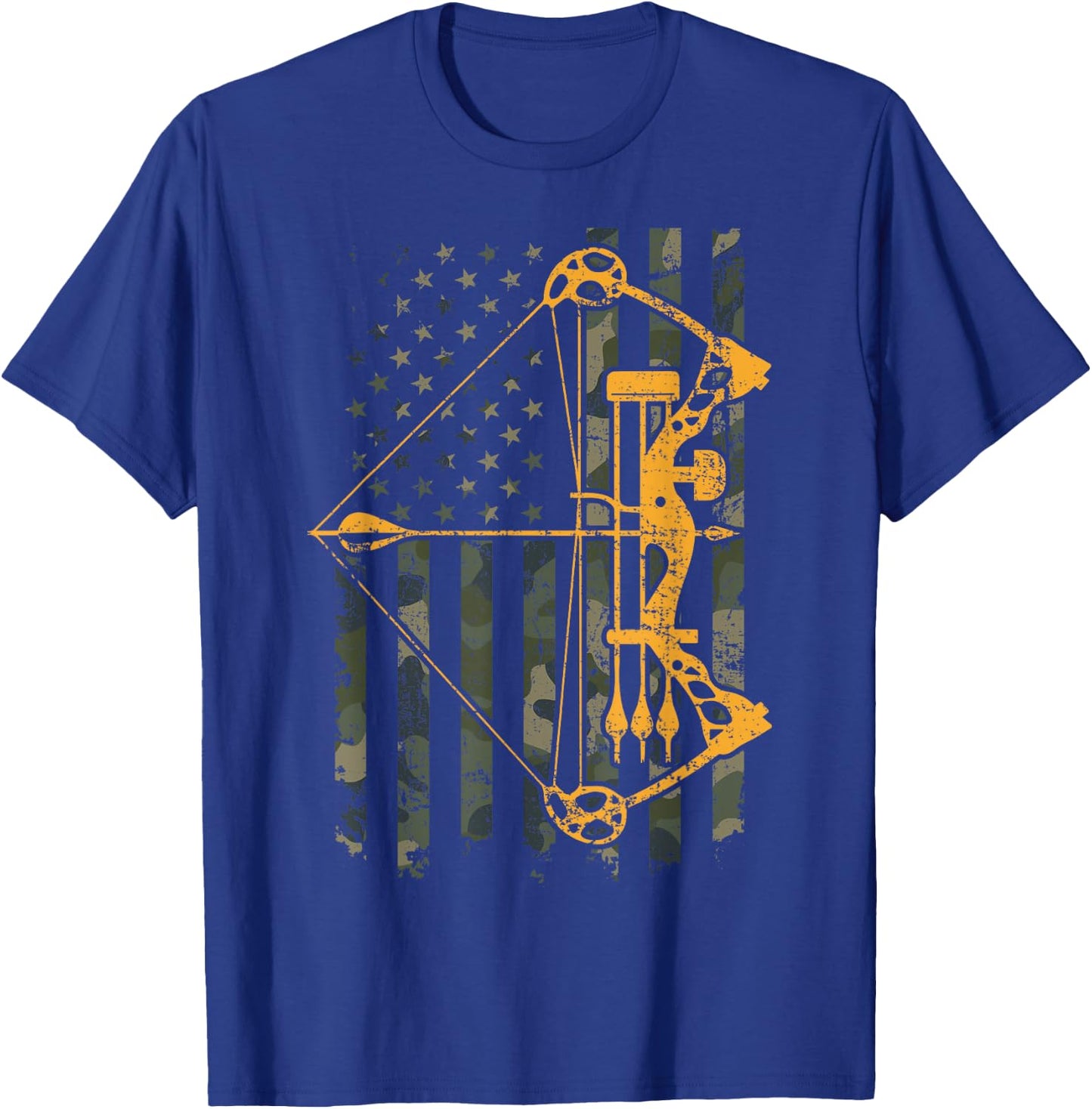Camo USA Flag Archery Compound Bow - Funny Bow Hunter T-Shirt - T-Shirt | Royal