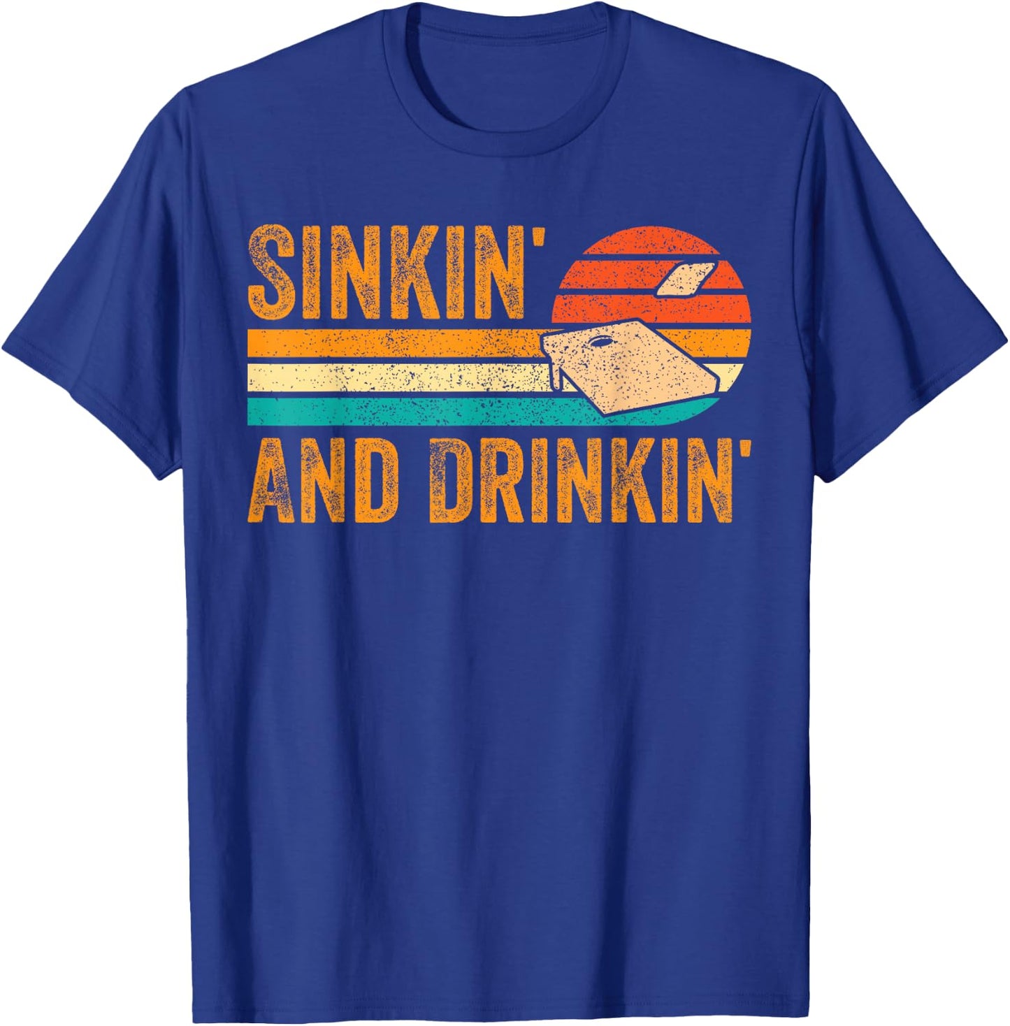 Funny Cornhole Corn Hole Retro Sinkin' and Drinkin' T-Shirt - T-Shirt | Royal